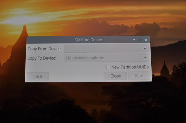 SD Card Copierのデバイス設定画面