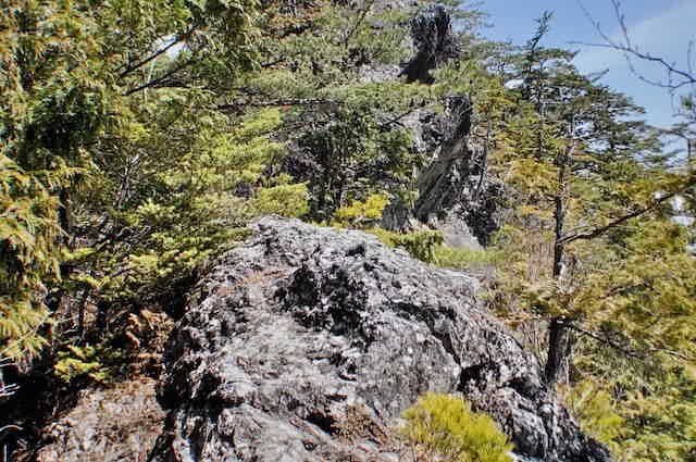 両神山は梵天尾根のミヨシ岩